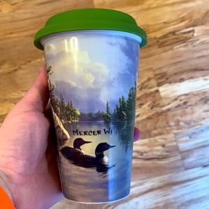 New CAPE SHORE Ceramic loon reusable coffee hot beverage mug cup silicone lid